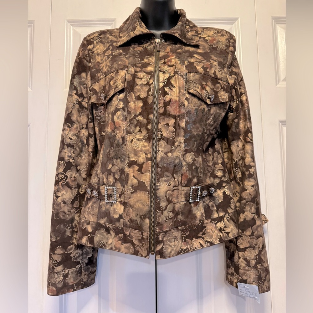 Gino Women’s Jacket Size L 100% Leather Real Lambskin Zip Up Lined Waist Length